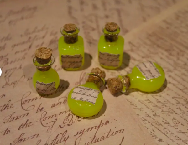 Mini Vintage Yellow Potion Bottles Apothecary Vial